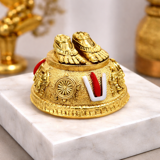 Gold Plated Antique Lord Balaji Charan Paduka